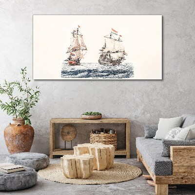 Sailing ships on a calm sea Print on canvas