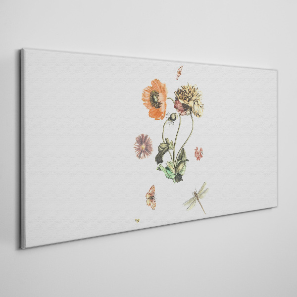 Floral motifs with insects Canvas wall art