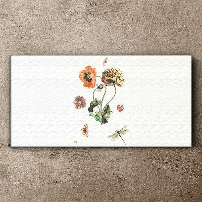Floral motifs with insects Canvas wall art