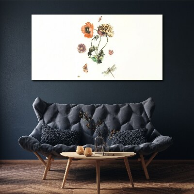 Floral motifs with insects Canvas wall art