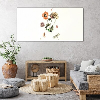 Floral motifs with insects Canvas wall art