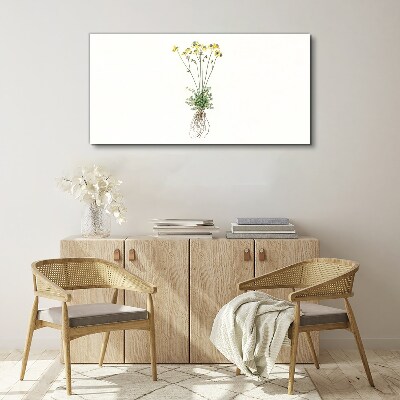 Golden Flowers with Roots Print on canvas