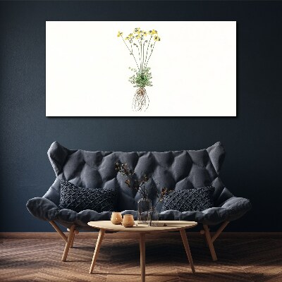 Golden Flowers with Roots Print on canvas