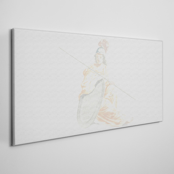 Defender with shield and spear Canvas wall art