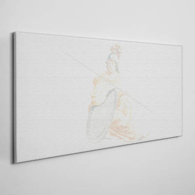 Defender with shield and spear Canvas wall art