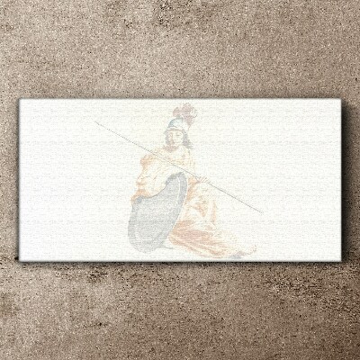 Defender with shield and spear Canvas wall art