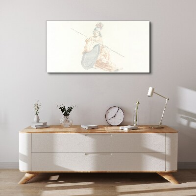 Defender with shield and spear Canvas wall art