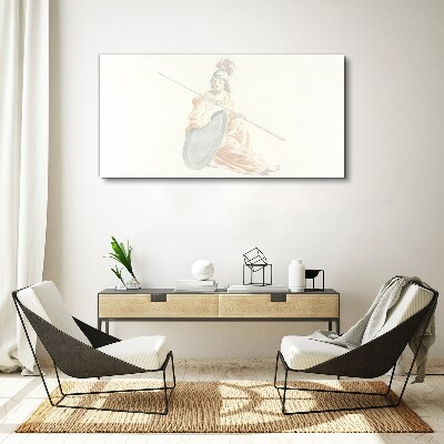 Defender with shield and spear Canvas wall art