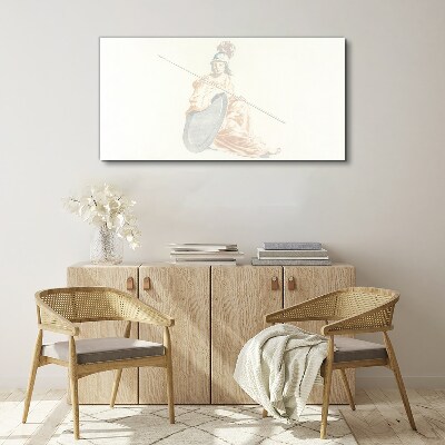 Defender with shield and spear Canvas wall art