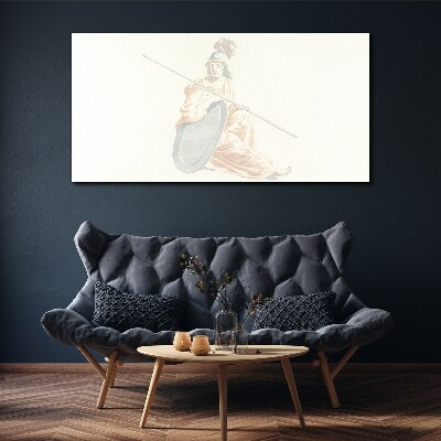 Defender with shield and spear Canvas wall art