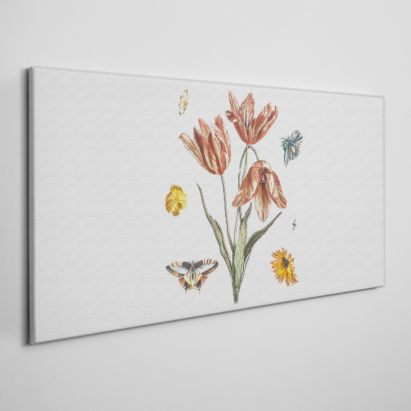 Flowers and butterflies in harmony Print on canvas