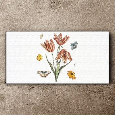 Flowers and butterflies in harmony Print on canvas