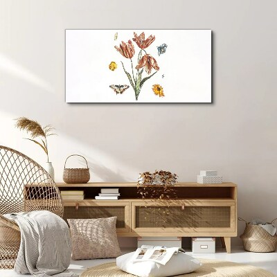 Flowers and butterflies in harmony Print on canvas