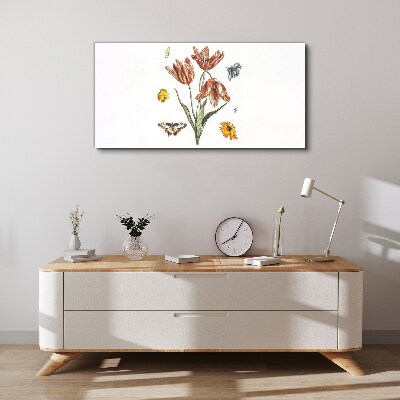 Flowers and butterflies in harmony Print on canvas
