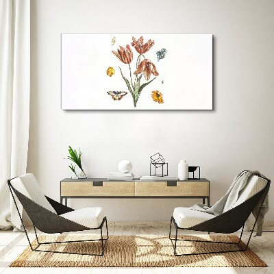 Flowers and butterflies in harmony Print on canvas