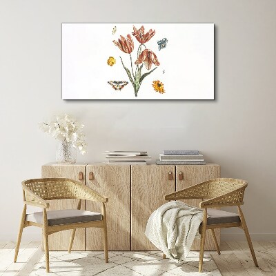 Flowers and butterflies in harmony Print on canvas