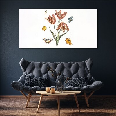 Flowers and butterflies in harmony Print on canvas