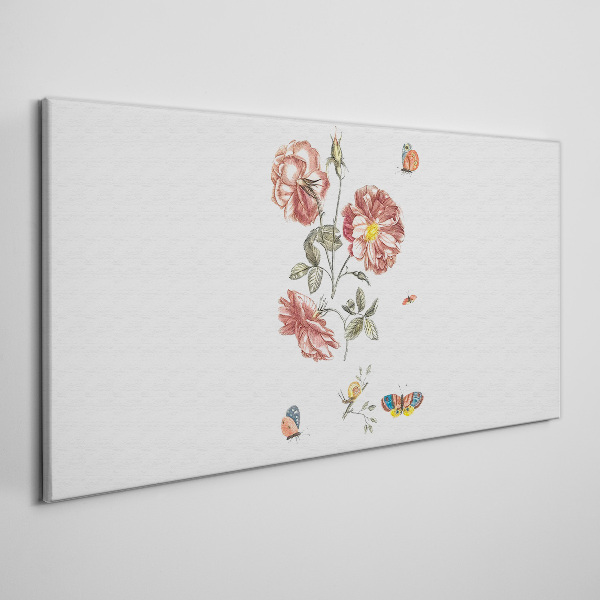 Floral motif with insects Canvas wall art