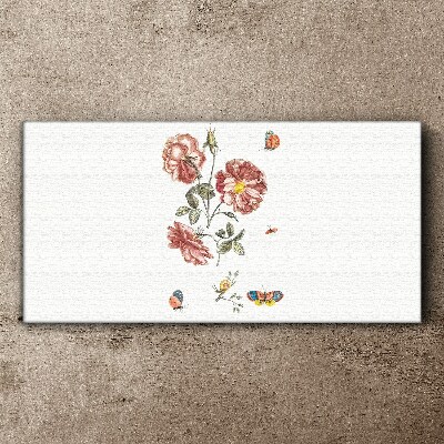 Floral motif with insects Canvas wall art