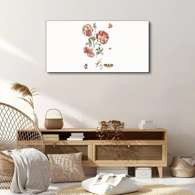 Floral motif with insects Canvas wall art