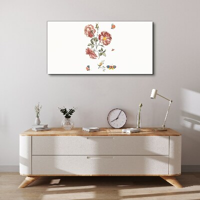 Floral motif with insects Canvas wall art