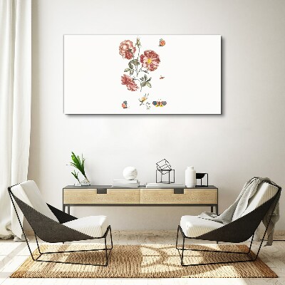 Floral motif with insects Canvas wall art