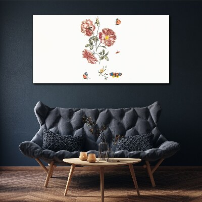 Floral motif with insects Canvas wall art