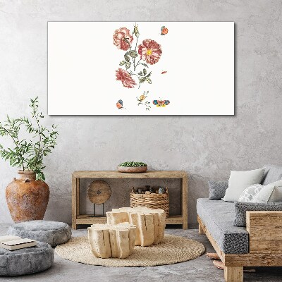 Floral motif with insects Canvas wall art