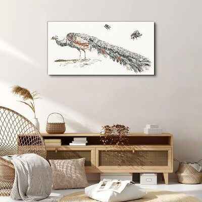 Peacock with flies Print on canvas