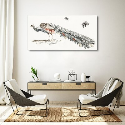 Peacock with flies Print on canvas