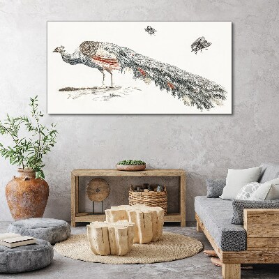 Peacock with flies Print on canvas