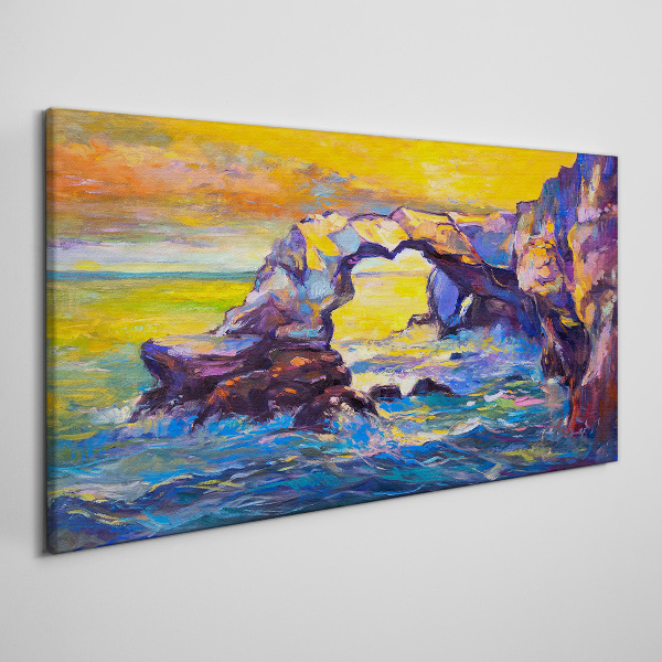 Sunset over the sea gate Print on canvas