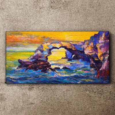 Sunset over the sea gate Print on canvas