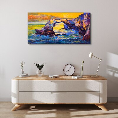 Sunset over the sea gate Print on canvas