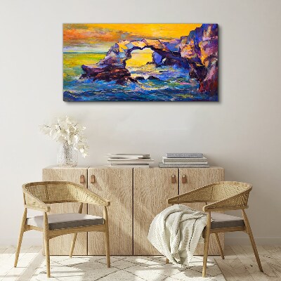 Sunset over the sea gate Print on canvas