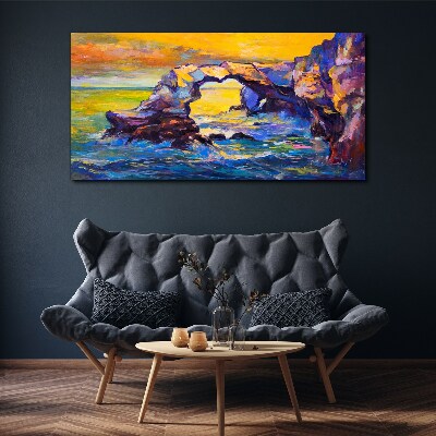 Sunset over the sea gate Print on canvas
