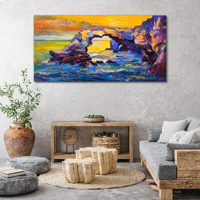 Sunset over the sea gate Print on canvas