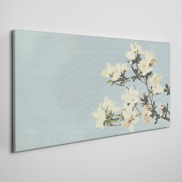 Floral composition on a blue background Canvas wall art