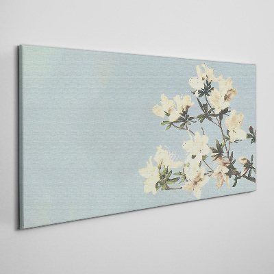 Floral composition on a blue background Canvas wall art