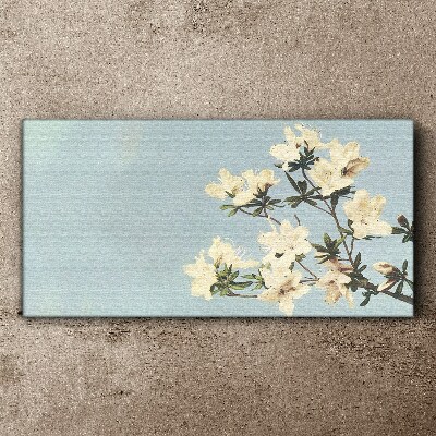 Floral composition on a blue background Canvas wall art
