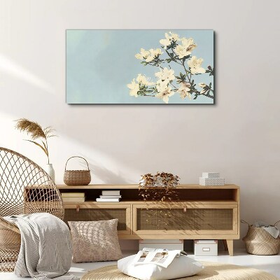 Floral composition on a blue background Canvas wall art