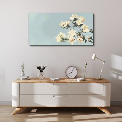 Floral composition on a blue background Canvas wall art