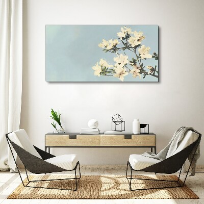 Floral composition on a blue background Canvas wall art