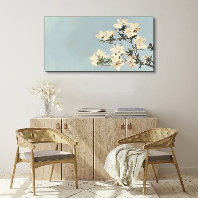 Floral composition on a blue background Canvas wall art
