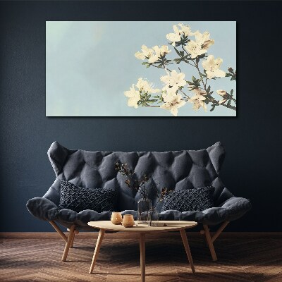 Floral composition on a blue background Canvas wall art