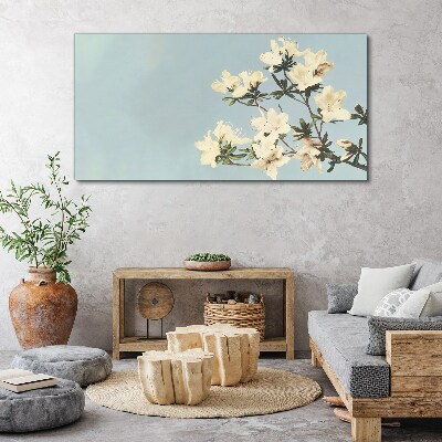 Floral composition on a blue background Canvas wall art
