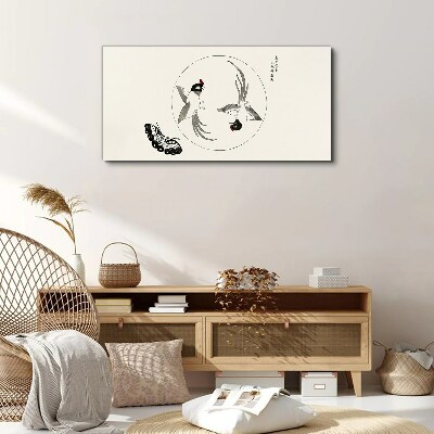 Dancing birds and butterfly Print on canvas