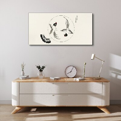 Dancing birds and butterfly Print on canvas