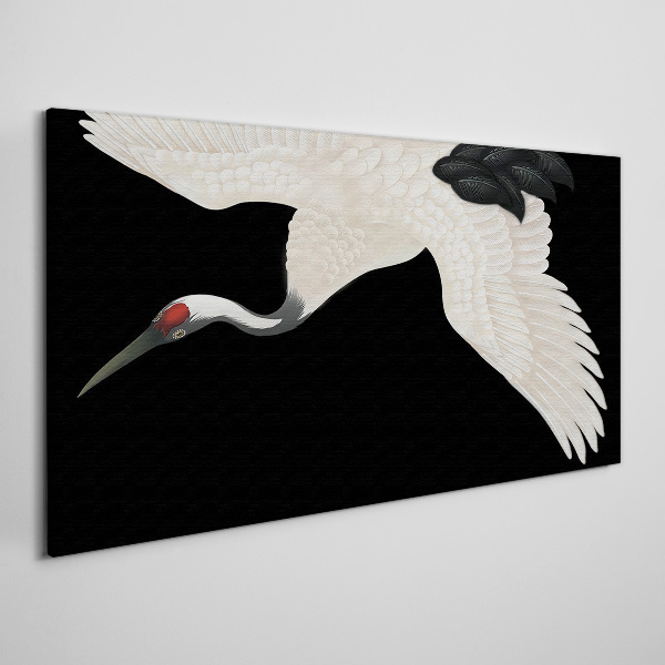 The elegance of the white crane silhouette Canvas wall art