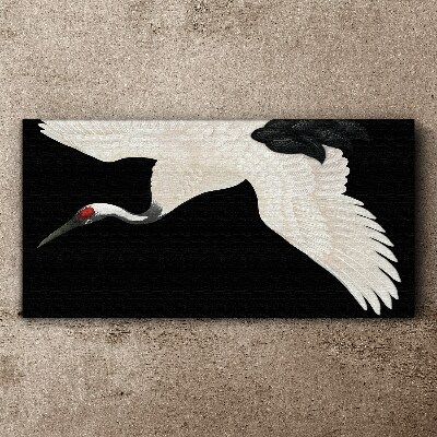 The elegance of the white crane silhouette Canvas wall art